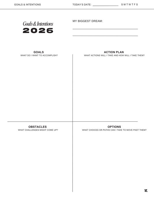 Printable | GOALS & INTENTIONS 2026